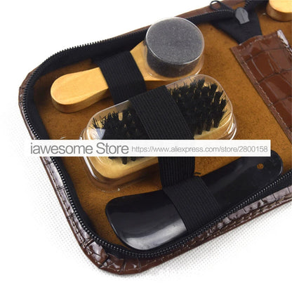 Professional Shoe Care Kit – Portable Leather Shoe Cleaning & Polishing Set with Brush, Shoehorn & Shine Tools for Boots & Sneakers
