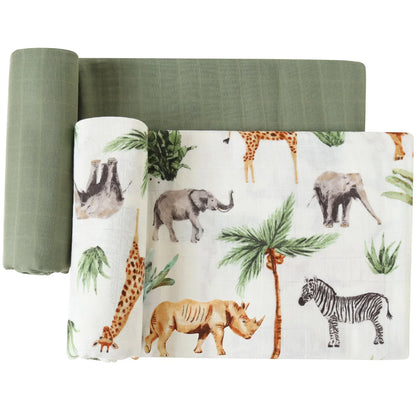Couverture d'emmaillotage pour bébé en mousseline de bambou – Ultra douce 120 x 120 cm, couverture de naissance, d'emmaillotage et de chambre d'enfant