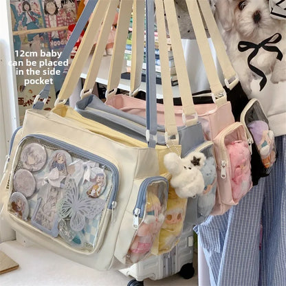 Bolso bandolera transparente de moda – Bolso de hombro Ita de gran capacidad para niñas, bolso mensajero de estilo escolar a la moda, bolso Kawaii versátil para uso diario y accesorios