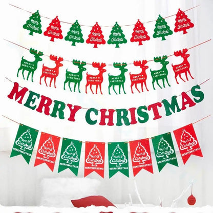 Felt Merry Christmas Banner – Santa Claus Xmas Flag Decoration for Home, Noel Holiday Party & New Year Decor