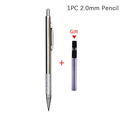 Portaminas Completamente Metálico de 0.3/0.5/0.7/0.9/1.3/2.0/3.0 mm – Lápiz de Dibujo Técnico Automático con Minas para Dibujo, Boceto, Pintura, Suministros de Oficina y Escolares