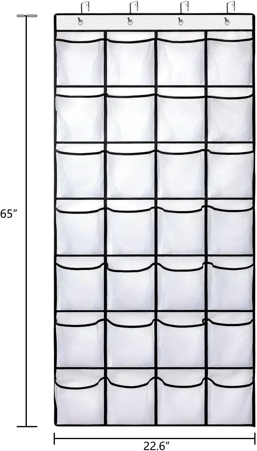 Over-the-Door Shoe Organizer - 12, 14 or 24 Pocket Hanging Shoe Storage with Large Mesh Pockets & 4 Hooks