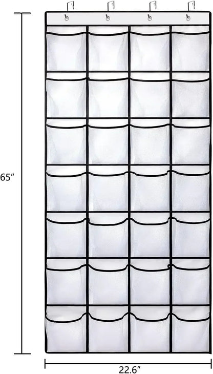 Over-the-Door Shoe Organizer - 12, 14 or 24 Pocket Hanging Shoe Storage with Large Mesh Pockets & 4 Hooks