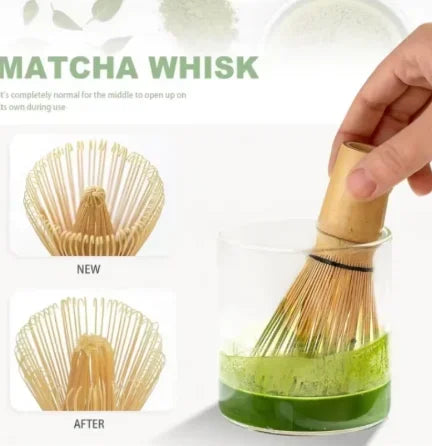 Matcha Tea Set with Bamboo Whisk, Tea Spoon & Brush – Traditional Japanese Tea Ceremony Kit