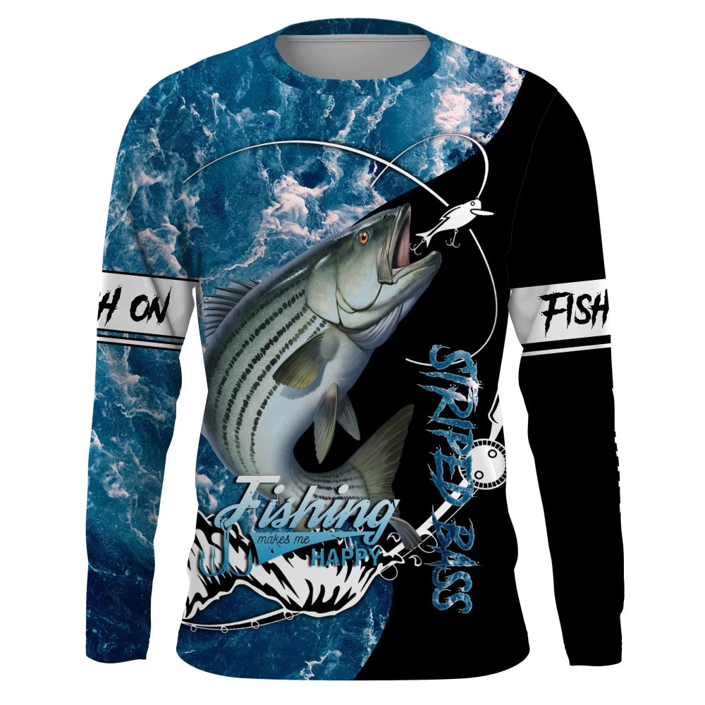 Men's Long Sleeve Fishing Shirt – Casual Crew Neck Outdoor Performance T-Shirt for Fishing, Hiking & Everyday Wear