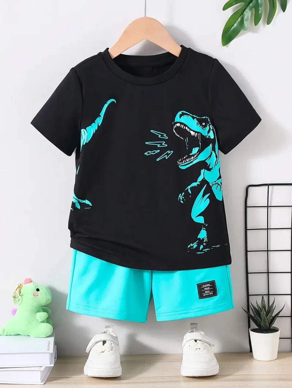 Camiseta de dinosaurios 3D para niños, de manga corta, casual, para verano, para niños y niñas