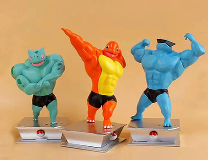 18cm Pokémon Figures – Gym Cartoon Fitness Muscle Action Figures (Charmander, Bulbasaur, Squirtle) Anime Fit Model Figurines Toys