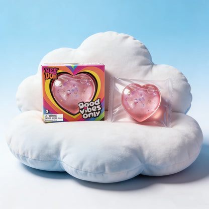 NeeDoh Heart Shaped Squeeze Toy – Glitter Filled Soft TPR Stress Relief Fidget Toy for Kids & Adults, Anxiety Relief Gift