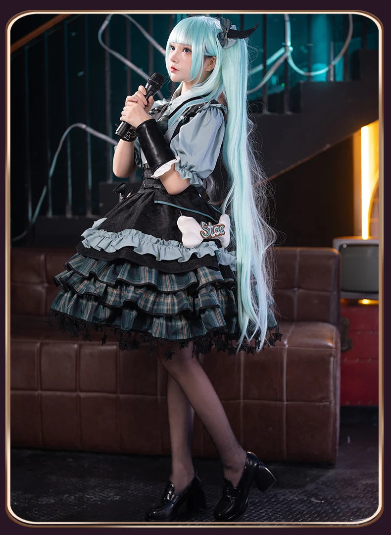 Virtual Singer Miku Cosplay Dress – Kawaii Lolita Performance Outfit (Female Halloween Complete Costume Set)