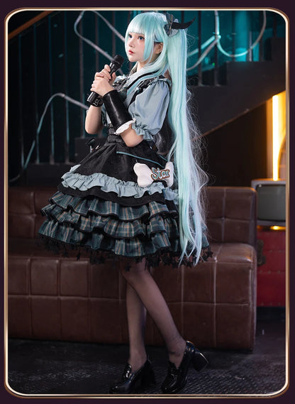 Virtual Singer Miku Cosplay Dress – Kawaii Lolita Performance Outfit (Female Halloween Complete Costume Set)