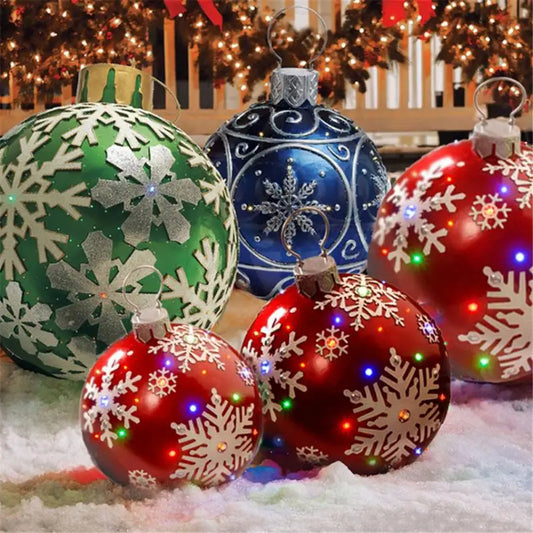 60CM Outdoor Christmas Inflatable Ball – Giant PVC Decorative Ball Ornament for Xmas Tree, Holiday Home & Outdoor Decorations, No Light