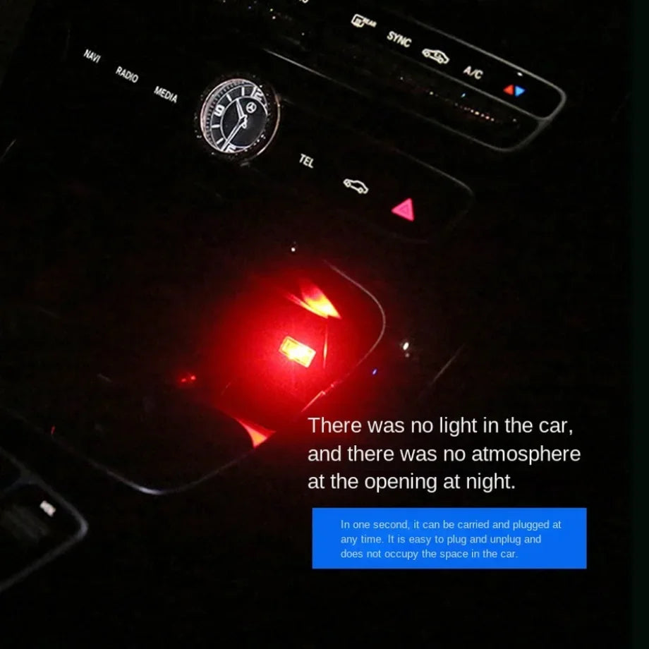 Mini USB LED Luz Ambiental Interior para Coche – Lámpara de Ambiente de Neón Plug & Play y Luz de Emergencia