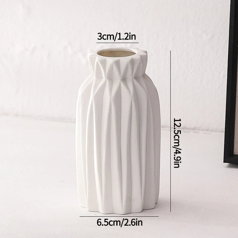Florero Nórdico de Cerámica Blanca – Jarrón Decorativo Moderno para Sala de Estar, Decoración del Hogar y Escritorio