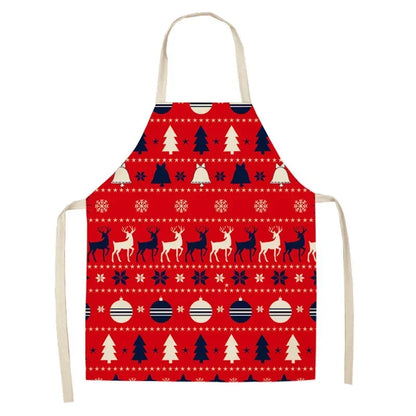 Christmas Moose Print Kitchen Apron – Unisex Cooking & Baking Workwear for Home Cleaning, Barbecue, Restaurant & Kitchen Use