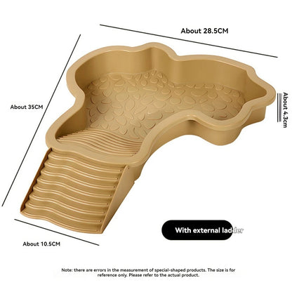 Reptile Bathing Pool & Feeding Dish – Water Bowl with Ramp for Snakes, Turtles, Bearded Dragons & Lizards, Terrarium Habitat Accessory