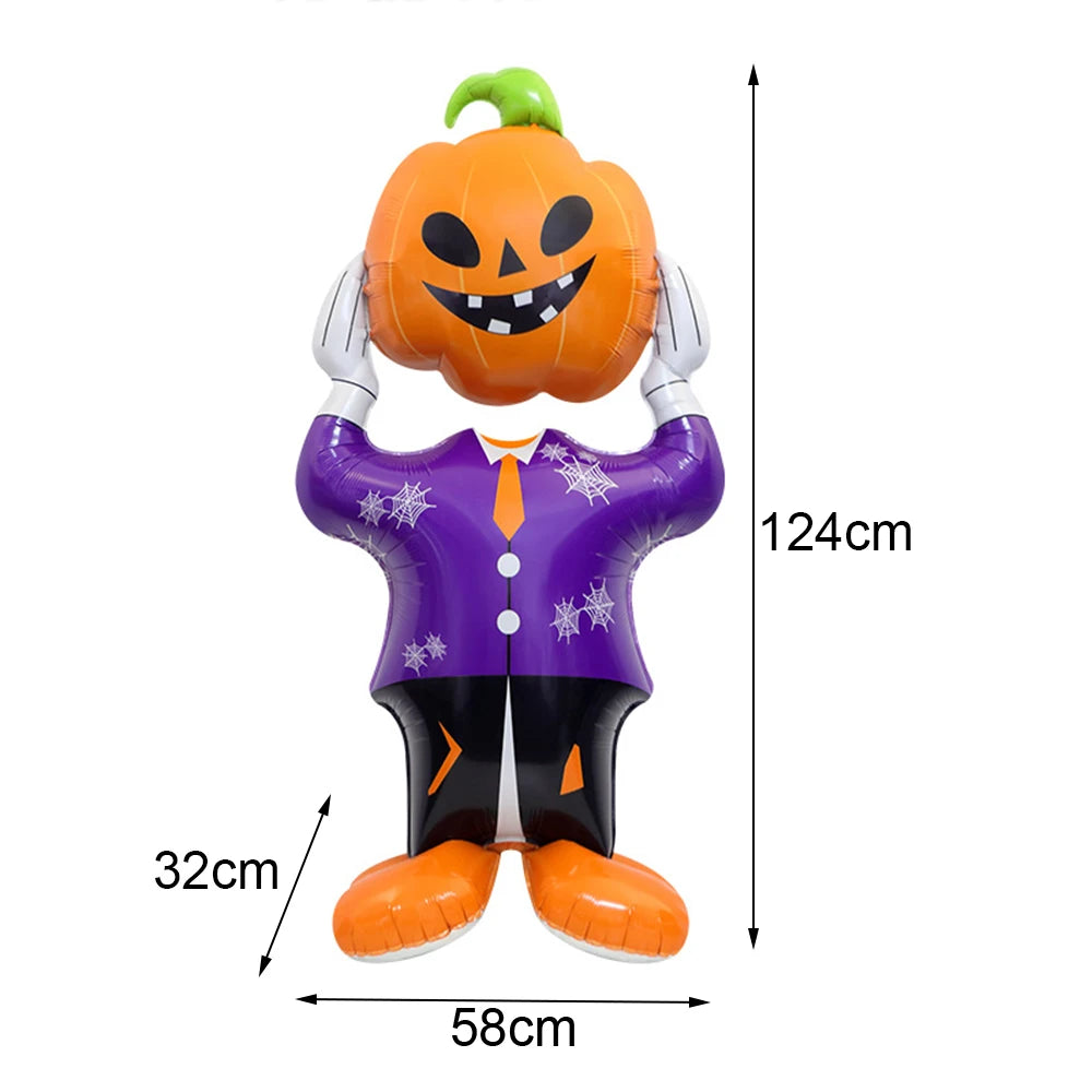Large Halloween Standing Foil Balloons – Haunted House, Castle, Skull, Coffin & Witch Mylar Balloons for Halloween Party Decorations