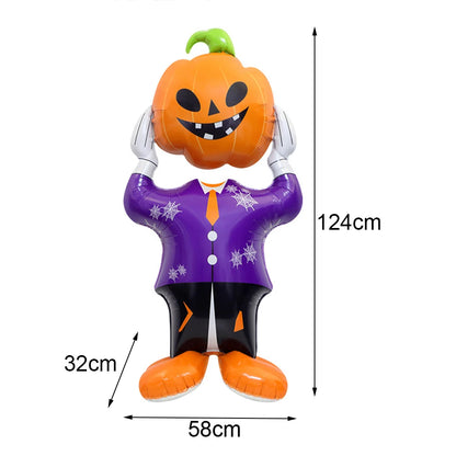 Large Halloween Standing Foil Balloons – Haunted House, Castle, Skull, Coffin & Witch Mylar Balloons for Halloween Party Decorations