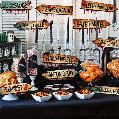 20PCS Halloween Scream Horror Yard Signs – Ghost Arrow Signs for Outdoor Lawn, Yard & Haunted House Party Decorations