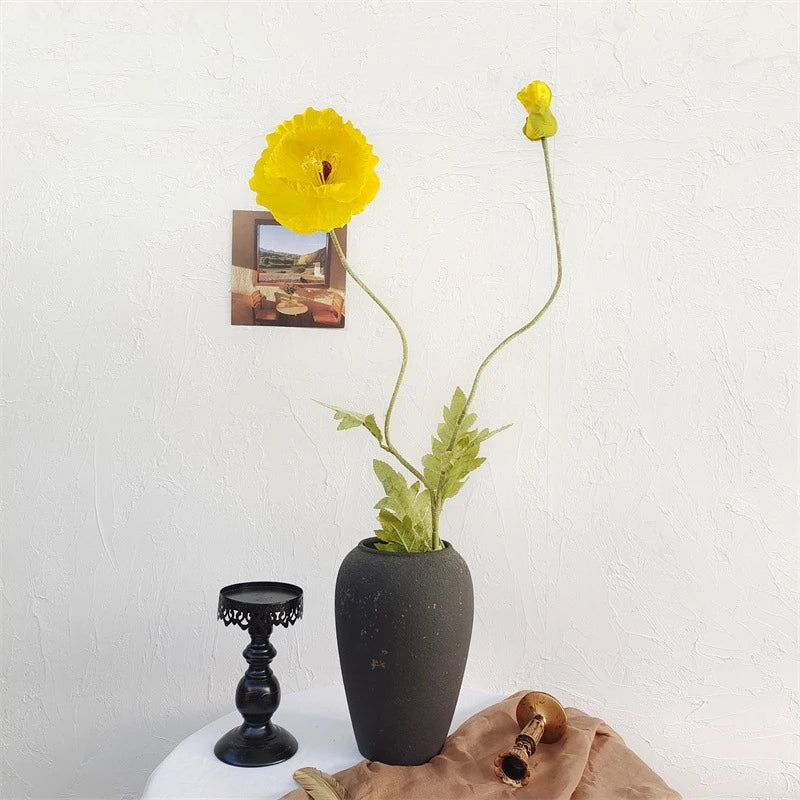 105cm Artificial Poppy Flowers – Large Realistic Faux Floral Stem for Wedding Decor, Vase Arrangements, Home Decoration, Photo Props & Window Displays