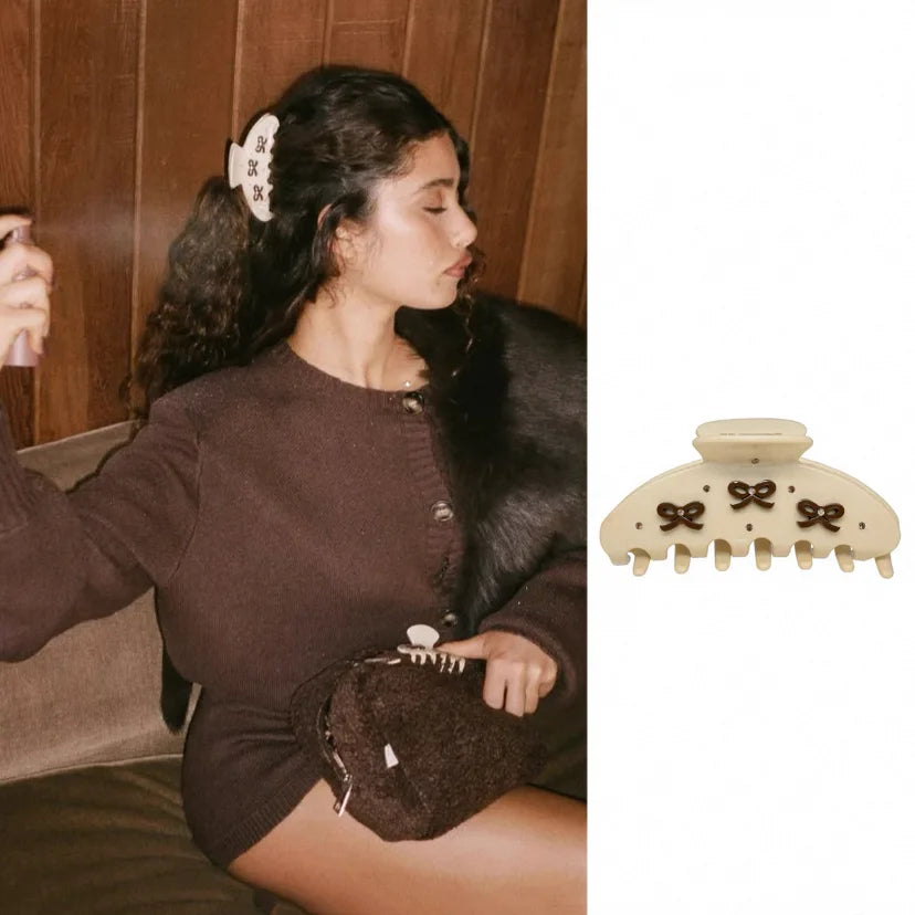 Pinza de pelo de acetato Fashion Coffee – Pinza grande de color sólido negro para mujeres y niñas | Accesorios sencillos para el pelo de verano