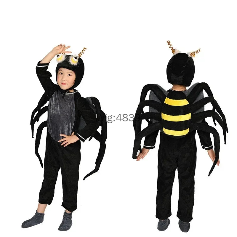 Kids Spider Animal Cosplay Costume – Boys & Girls Cartoon Animal Jumpsuit for Halloween, Party, Stage Performance & Dress-Up