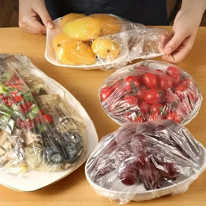 100pcs Couvercles Alimentaires Jetables – Housses de Bols Extensibles en Plastique de Qualité Alimentaire pour la Conservation des Aliments, Film Étirable de Conservation pour Cuisine et Accessoires de Conservation