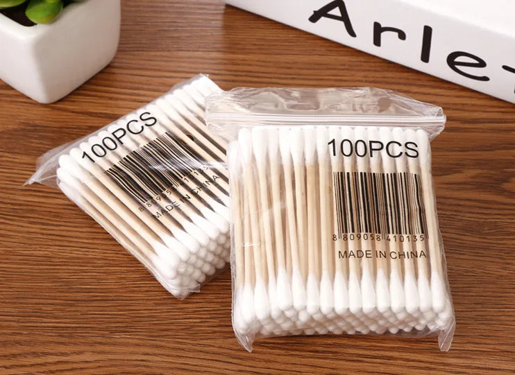 100/500/1000/2000 bastoncillos de algodón de doble punta con palos de madera – para maquillaje, belleza, nariz, oídos y cuidado personal