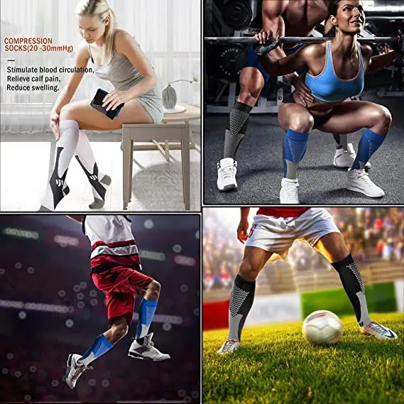 Compression Socks 20–30mmHg Knee High Support Stockings for Men & Women – Running, Cycling & Varicose Vein Relief (EU 36–50)