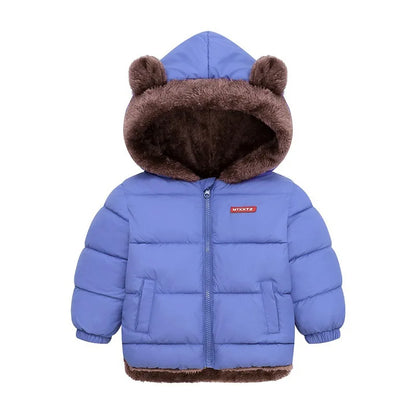 Kids’ Thick Hooded Winter Jacket – Zip-Up Cotton-Padded Plush Coat for Boys, Girls & Toddlers, Warm Autumn & Winter Outerwear