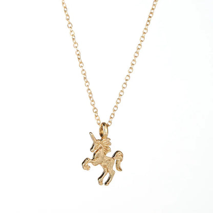 Unicorn Alloy Pendant Necklace – Creative Pony Design with Gift Card, Collarbone Chain for Daily Wear, Gifts & Fantasy-Inspired Fashion Jewelry