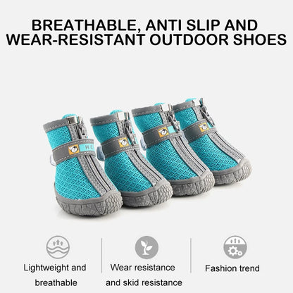 Bottes pour chien à semelles antidérapantes – Chaussures de protection des pattes chaudes et respirantes pour la marche et la randonnée en extérieur
