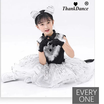 Cute Cat Cosplay Costume for Kids – Cat Girl & Animal Dance Outfit for Boys & Girls Halloween Party Wear