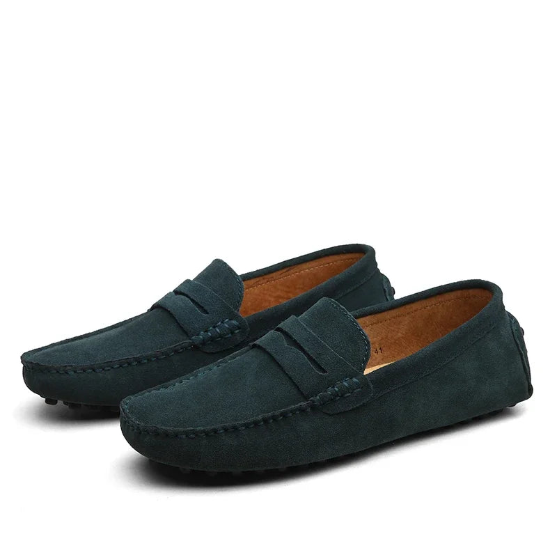 Mocasines de Ante de Cuero Genuino para Hombre – Zapatos de Conducción Casuales Hechos a Mano, Mocasines y Bailarinas Cómodos y a la Moda