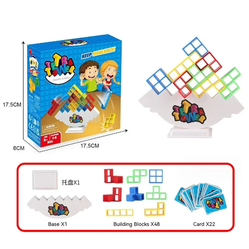 Juego de equilibrio y apilamiento Tetra Tower – Divertido juego de mesa de construcción de puzles para niños y adultos, desafío de apilamiento estratégico, actividad para noche de juegos en familia y regalo interactivo en equipo