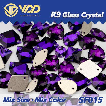 Strass à coudre en cristal K9 AB Mix – Pierres plates en verre AAAAA pour vêtements, robes de mariée et projets de bricolage