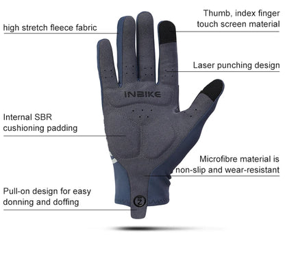 Guantes de ciclismo INBIKE 2024 – Guantes de bici de forro polar con dedos completos y acolchado de gel para hombre, accesorios de invierno con pantalla táctil para ciclismo de carretera y MTB