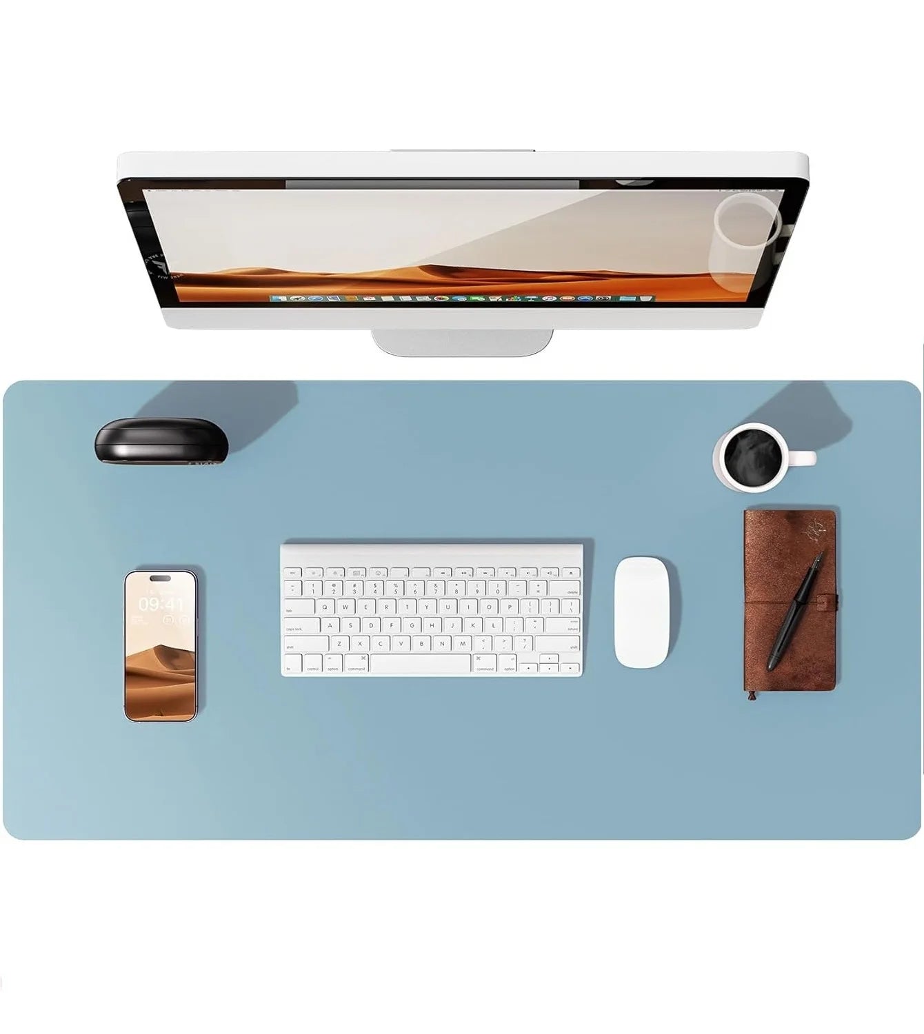 Alfombrilla de escritorio grande de cuero PU - Mouse Pad antideslizante y protector de escritorio para laptop, teclado, oficina y juegos