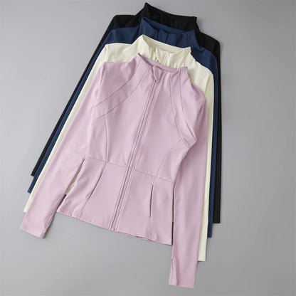 Women’s Yoga & Running Sports Jacket – Long Sleeve Windbreaker Activewear Sweatshirt for Workout & Training