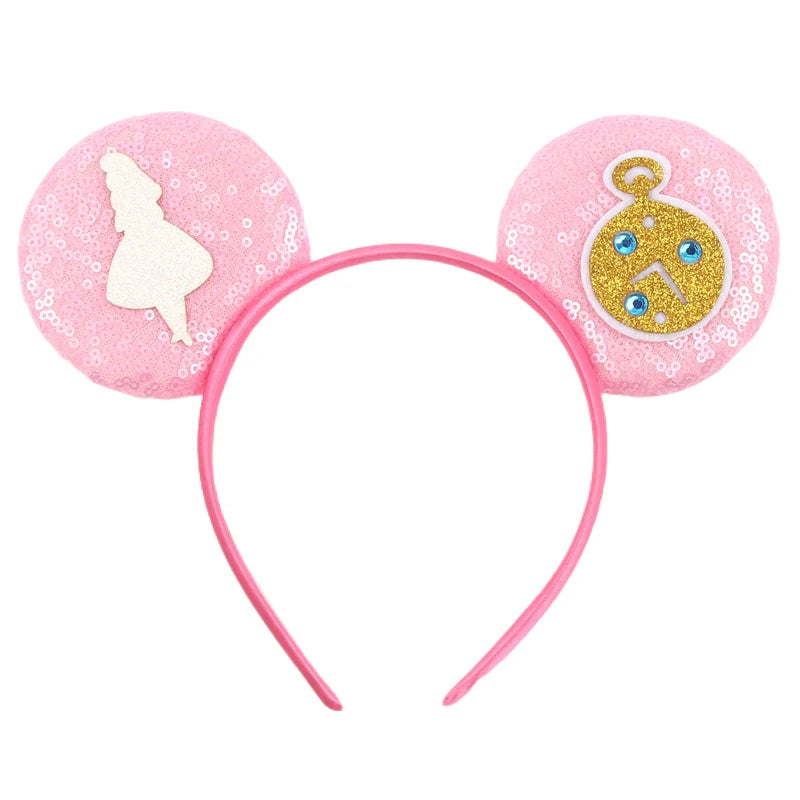 Diadema de orejas de Mickey Mouse de Lilo & Stitch – Lazo de lentejuelas de 5" Accesorio para el cabello de dibujos animados para mujeres y niñas | Diadema para fiestas y festivales