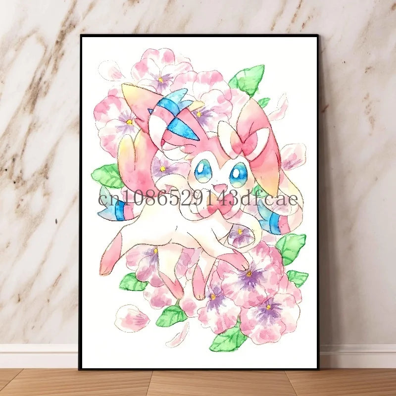 Pokémon Pikachu Canvas Wall Art – Cartoon Poster for Modern Home Living Room Decor