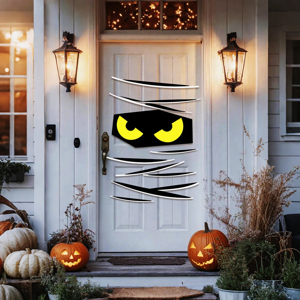Halloween Window & Door Stickers – Skeleton Hand, Pumpkin, Ghost, Devil & Witch Hat DIY Decals for Room, Window & Party Decorations
