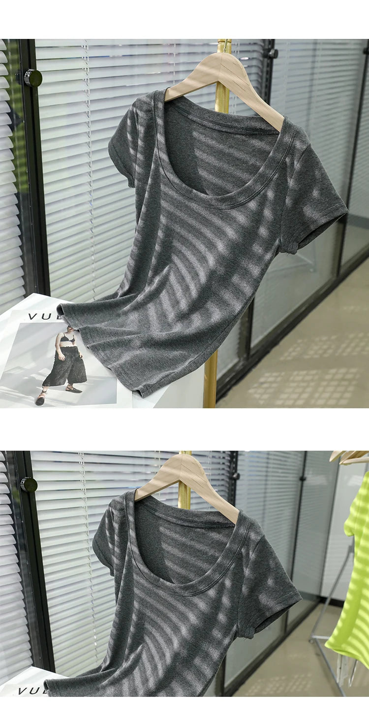 2026 Summer Women’s 100% Cotton Slim T-Shirt Casual Basic O-Neck Solid Korean Style Tee 16 Colors