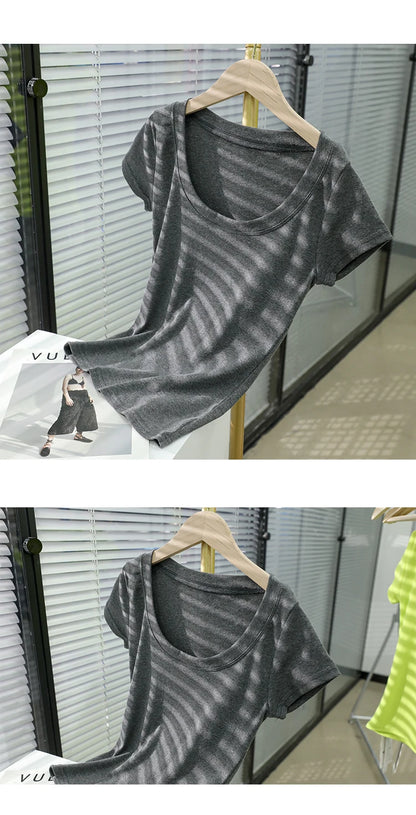2026 Summer Women’s 100% Cotton Slim T-Shirt Casual Basic O-Neck Solid Korean Style Tee 16 Colors