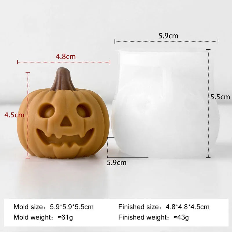 Halloween Mini Ghost Pumpkin Silicone Mold – 3D Stackable Candle Mold for DIY Soap, Resin, Plaster Crafts & Home Decor
