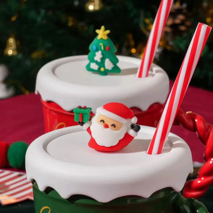 Creative Christmas Ceramic Mug – Coffee & Drinking Cup with Lid and Spoon, Festive Xmas Gift for Children, Home & Office