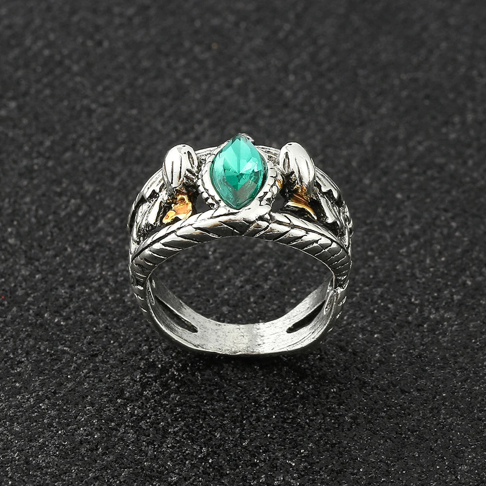Ring of Barahir Inspired Green Crystal Ring – Vintage Gondor Fantasy Cosplay Ring for Men | Medieval Jewelry Gift
