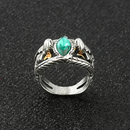 Ring of Barahir Inspired Green Crystal Ring – Vintage Gondor Fantasy Cosplay Ring for Men | Medieval Jewelry Gift