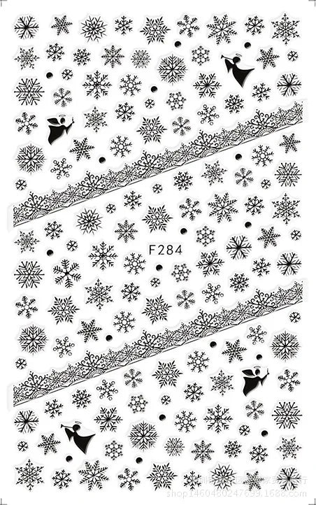 3D Christmas Nail Art Stickers – Snowflake & Winter Tree Nail Decals for Nail Tips Decoration