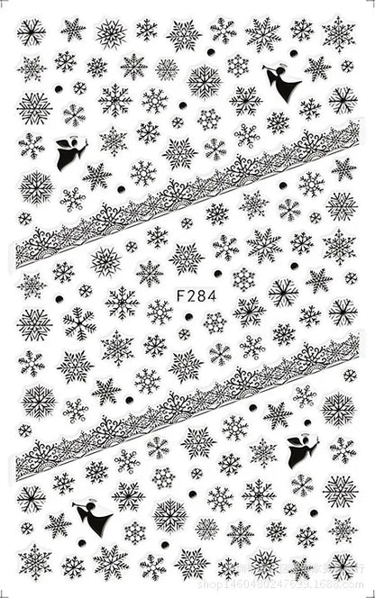 3D Christmas Nail Art Stickers – Snowflake & Winter Tree Nail Decals for Nail Tips Decoration