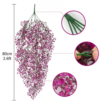 1 enredadera artificial de glicina colgante – Guirnalda de flores sintéticas resistente a los rayos UV para decoración del hogar en interiores y exteriores, bodas, fiestas y eventos